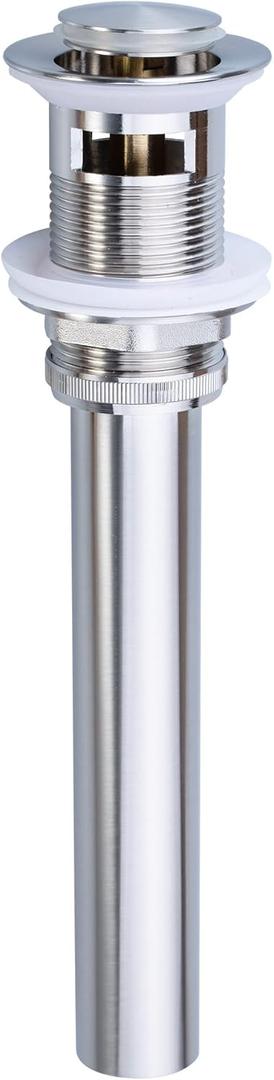 Bathroom Faucet Vessel Pop Up Sink Drain, Brushed Nickel with Overflow