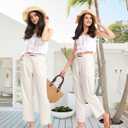 AFITNE Womens Linen Wide Leg Pants High Waist Casual Loose Palazzo Pants with Pockets Flowy Lounge Work Pants 28 (XX-Large, Black)