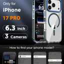 DEERLAMN Strong Magnetic Case for iPhone 17 Pro 6.3-Inch,[Compatible with Magsafe][Military Grade Drop Protection] Clear Slim Shockproof Protective Phone Cover-Transparent+Blue