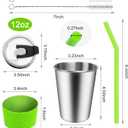 ShineMe Kids Cups with Straws and Lids, 12oz Kids Metal Drinking Glasses with Spill Proof Lids & Silicone Straws, Stainless Steel Reusable Water Tumblers for Children and Adults (5pack)