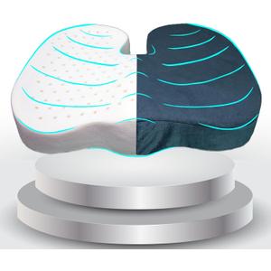 Natural Latex Seat Cushion - Soft, Bouncy and Relieves Pressure - Suitable for Office Chair, Home Chair, Car, Gaming, Wheelchair, Meditation, and Yoga (Blue)