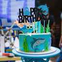 Shark Cake Topper - Happy Birthday Cake Topper for Boys Cute Shark Cake Decoration, Ocean Sea Animal Shark Theme Baby Shower Party Supplies
