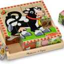 Melissa & Doug Farm Wooden Cube Puzzle with Storage Tray  6-in-1 Animal Puzzle for Toddlers and Preschoolers  16 Wooden Cubes  Farm Toy for Kids Ages 3+ - FSC Certified