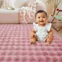 Pink Rabbit Plush Area Rug for Bedroom Living Room Sofa,3'X5' Faux Fur Fluffy Shaggy Rectangular Square Rug for Kids Teen Girls Room,Furry Carpet Rug for Nursery Baby Room Decor for Teenage