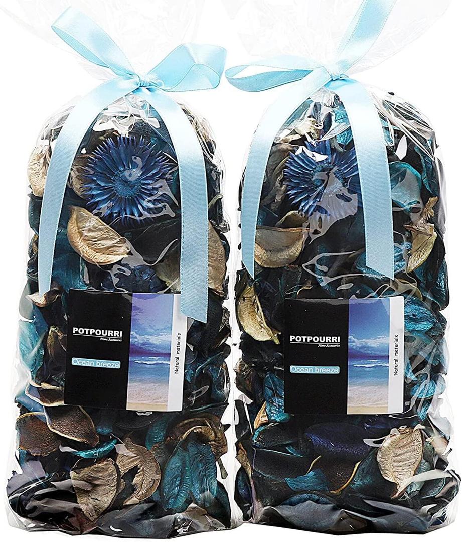 Qingbei Rina Potpourri Bags,Ocean Breeze Scented Potpourri Dried Flower, Bowl Vase Filler, Home Fragrance Sachet Petal,Seashell Beach Coastal Decor, 8.4 oz(Turquoise Teal) (Blue)