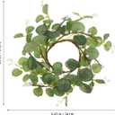 DOITOOL Easter Eucalyptus Candle Rings, 4Pcs Artificial Greenery Wreaths for Pillar Candles, Small Faux Silk Leaves Wreath with White Berries, Spring Easter Table Centerpiece Decor for Farmhouse Windo
