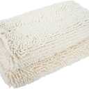 2pcs Chenille Non Slip Water Absorbent Bath Mat Set Machine Washable Non Skid Rugs for Bathroom Kitchen Living Room 50x140cm 50x80cm (White)