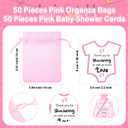 TaoBary 50 Sets Baby Shower Pens Bulk Pink It's a Girl Ballpoint Pens Baby Shower Favors with Thank You Cards and Organza Bags Gender Reveal Guests Decorations
