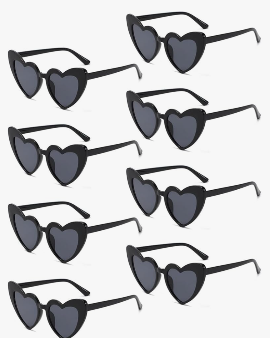 4 Pack Heart Sunglasses Vintage Cat Eye Heart Glasses Retro Bachelorette Bride Sunglasses Bulk for Women
