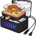Protable Oven Food Warmer 100W, 12V/24V/110V Electric Lunch Box for Adults, Personal Microwave for Heating and Cooking Meals on Office/Travel/Car/Truck/Hotel/Home/Workplace (Regular Model - Black)