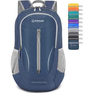 ZOMAKE Ultra Lightweight Packable Backpack 25L - Foldable Hiking Backpacks Water Resistant Small Folding Daypack for Travel(Navy Blue)