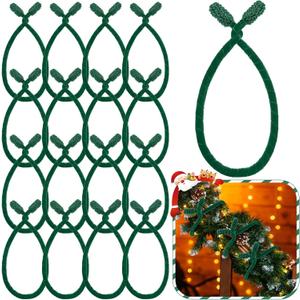 Zhengmy 16 Pcs 25 Inches Christmas Velvet Garland Ties Christmas Decorative Twist Ties for Banister Reusable and Flexible Twist for Xmas Home Decorations Holiday Craft Wrapping(Green)