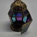 In the Breeze 9210 Teal & Purple Hex Tealight Lantern  Moroccan-Style Boho Chic Tealight Glass and Metal Tabletop Lantern