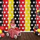 Red Black Yellow Foil Fringe Curtains Birthday Decorations, 2 Pack 3.2x6.6ft Mouse Color Tinsel Streamers Backdrop Baby Shower Cartoon Mouse Birthday Party Decorations Supplies