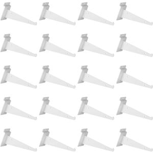 20 Pack Metal Slatwall Shelf Brackets with Lip Heavy Duty, Slatwall Accessory for Panels Shelving, Garage, Retail Display (White, 6 Inch)