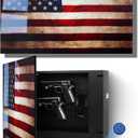 Biometric Hidden Gun Safe fits 2 pistols, Quick Access Hidden Gun Storage with Movable Bracket and Magazine, Wall Mount Gun Safe for Secure Firearm Storage with Fingerprint, Key Access(18.8 inch)