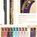 for Motorola Moto G 2026 Cute Love Heart Kickstand Woman Girls Phone Case with Screen Protector: Luxury Plated Gold Edge Soft TPU Full Camera Protection Cover for Moto G Play 2026 (Deep Purple)