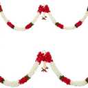 Toran Bandanwaar Artificial Flower Garland for Wall Door Hanging Home Temple Festival Wedding Function Party Decoration Décor and Gifting (White and Pink)