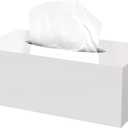 Acrylic Tissue Box Cover Rectangle, PITBVO White Tissue Box Holder, Facial Napkin Dispenser for Bathroom Kitchen Bedroom Office Hotel Use Shiny White (9.85"L x 5.1"W x 4.5"H)