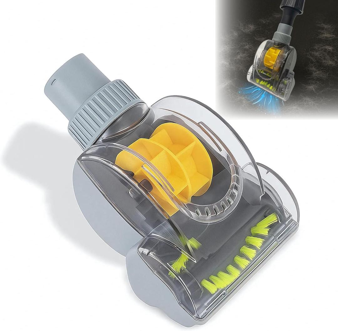 1-1/4'' Vacuum Turbo Brush Attachment for Pet Hair Removal – Fits Shop Vacs 1.25”(32mm) Hoses with Adapter– Air Driven Turbo Brush Compatible with Most Vacuum Cleaners Outer Diameter Hose 1-1/4