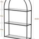Crofy Black Arched Frame Wall Shelf, Decorative 3 Tier Bathroom Wall Shelf with Transparent Tempered Glass Shelves and Robust Storage Capacity, 5.1" D x 18.1" W x 28.9" H