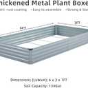 Meberam 2 Pack 6x3x1FT Galvanized Raised Garden Bed Kit, Outdoor Metal Planter Box for Vegetables, Bottomless Rectangular Gardening Bed with Support Rods, Tool-Free Assembly, Gray
