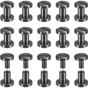 uxcell 30Pack Brass Chicago Screws, 6x8mm Flat Head Screw Back Binding Post Nail Stud Rivets for DIY Leather Craft Belt Strap Black