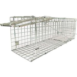 Collapsible Humane Live Animal Cage Trap No-Kill Trapping Kit for Humane Catch Release Rodent Small Cat, Rabbits, Squirrel, Opossum, Squire, Raccoon, All Fit Sized Small Animals, 2-Door 24"x8.5"x7.5"