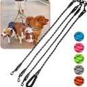 Three Dog Leash,3 Way Dog Leash,No Tangle Triple Leash for 3 Dogs,360 Swivel No Tangle Walking Leash for 3 Dogs,3 Dog Leash with Reflective for Large Medium Small Dogs (Three Leashes, Black)