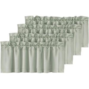 H. VERSAILTEX Blackout Valances for Windows, Kitchen Valance Curtains for Living Room/Bedroom/Bathroom/Basement Privacy Rod Pocket, 4 Panels 52" W x 18, Light Sage