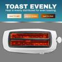 Elite Gourmet ECT-4829 Long Slot 4 Slice Toaster, 6 Toast Settings Toaster Defrost, Reheat, Cancel Functions, Slide Out Crumb Tray, Extra Wide Slots for Bagels Waffles, White
