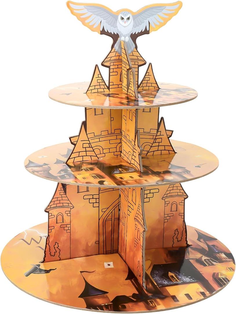 3-Tier Magical Cupcake Stand - Classic Style for Wizard, Birthday, Halloween, or School Party Supplies