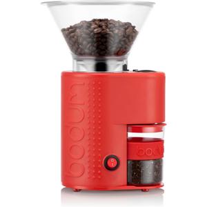 Bodum Bistro Electric Conical Burr Coffee Grinder, Preset Timer, 12 Grind Settings, Red (7.75 oz)