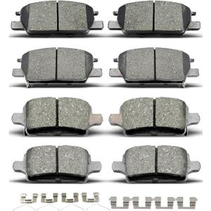8pcs Ceramic Front Rear Brake Pads With Clips Fit For 2017-2019 For Buick LaCrosse,2018-2019 For Chevrolet Equinox,2016-2019 For Chevrolet Malibu,2018-2019 For GMC Terrain