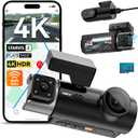 IIWEY 4K Dash Cam 3 Channel, Triple STARVIS 2 Sensors (IMX678 Front, IMX675 Cabin & Rear), 4K+2K+1080P HDR, Night Vision 3.0, PlateTag AI for Plate Clarity, 5GHz WiFi, GPS, Parking Mode, 128GB Card In (Deep black)