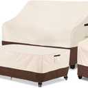 Rileytee Outdoor Furniture Set Cover, 4 Pcs 600D Heavy Duty 100% Waterproof Patio Furniture Covers,Fit Patio Loveseat,2 Chair and Coffee Table (Beige & Brown,Small)