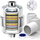 20-Stage Shower Filter-Shower Head Filter for Hard Water, with 3 Replaceable Filter Cartridges, High Output Shower Water Filter for Removing Chlorine and fluoride, Polished Chrome