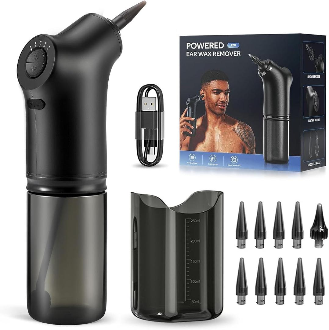 Ear wax Removal - Electric Ear wax Removal Kit - Ear Cleaner with 4 Cleaning Modes for Safe and Efficient Removal of Earwax Buildup, Suitable for Both Adults and Children