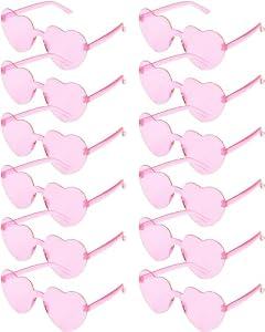 GCQJOQ 12 Pairs Heart Sunglasses for Women, Pink Heart Glasses for Party Favor, Pink