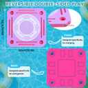 Floating Mahjong Table for Pool, Double Sided Floating Game Table with Cup Holders, for Mahjong Poker Card Games, Floating Mahjong Board for Hot Tub Lake Beach, Adults Summer Party (Purple), 31.5 inches x 31.5 inches