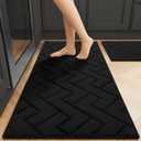 hicorfe Kitchen Runner Rugs and Mats Sets,2 Pieces Absorbent Non-Slip Kitchen Rug,Comfort Kitchen Mat for Floor,Washable for Kitchen,Hallway,Office,Sink,Laundry(20"x48"+20"x32",Black)