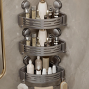 VOLPONE Corner Shower Shelf Suction Cup Shower Caddy Corner No Drilling Bathroom Shower Organizer Storage Rack Adhesive with Towel Bar (3Pack, Gray)