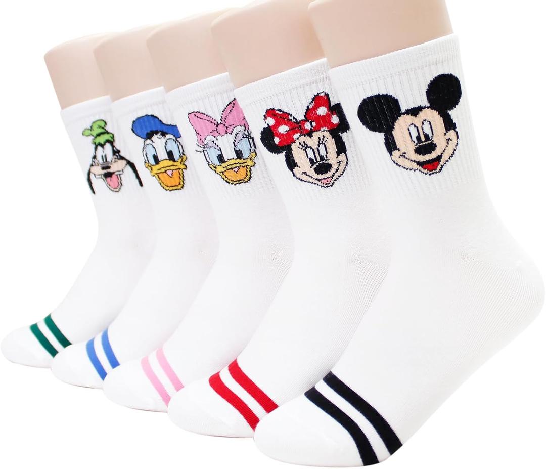 Cartoon Character Series Women and teen girls Licensed Socks Collection (M Family5_5pairs)