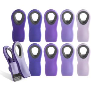 COOK WITH COLOR Bag Clips with Magnet for Food Storage with Airtight Seal Grip for Bread, Snack and Food Bags, Lavender, Pack of 10