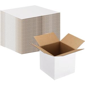 Calenzana 4x4x4 Shipping Boxes Set of 40, White Corrugated Cardboard Box for Mailing Packing Gifts Small Business