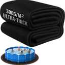 18FT Pool Liner Pad 300G/M Thicker, Seamless Above Ground Pool Liner, Thicker Durable Geotextile Material, Pre-Cut Heavy Duty Round Pool Liner Pad, Puncture Protection, Extend Liner Life(Black)
