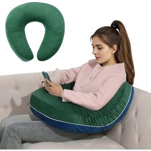 HOMBYS Crochet Pillow for Lap Support,Gaming Pillow for Lap,Lap Pillow for Reading & Crocheting,Soft Lap Desk Pillow,Reading Pillow,Crochet Pillow for Lap Support,Arm Pillows for Adults, Blue/Army Green