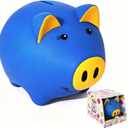 Glow in The Dark Piggy Bank for Kids, Unbreakable Plastic Money Savings Box, Cute Coin Bank for Toddlers Boys Girls Birthday Gift