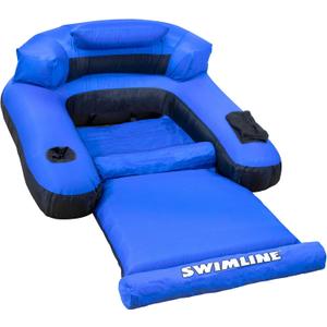 SWIMLINE ORIGINAL Fabric Covered Pool Float Mattress Ultimate Lounger Raft For Adults & Kids | Back, Leg, & Arm Rests, Cup Holder, & Quick-Dry Cover For Adult Or Kid Floating & Lounging 9047