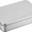 uxcell Metal Tin Box, 6.3" x 4.33" x 1.38" Rectangular Empty Tinplate Containers with Lids, Silver Tone, for Home Organizer, Candles, Gifts, Car Keys, Crafts Storage